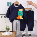 Mini Fashion™ - Schattige Frietjes - Tweedelige Outfit Donker marineblauw / 110 (4-5 jaar) | Educatief Speelgoed