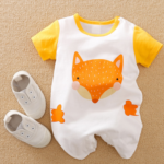 Mini Fashion™ - Comfort Voor Elke Nacht - Pyjama Bodysuit korte mouwen 90 (12-18 maanden) / Vrolijke Vos | Educatief Speelgoed