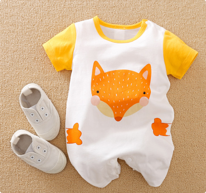 QQ_1744897938023 Mini Fashion™ - Comfort Voor Elke Nacht - Pyjama Bodysuit korte mouwen 90 (12-18 maanden) / Vrolijke Vos | Educatief Speelgoed - Afbeelding 1