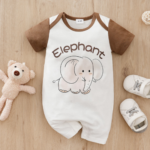 Mini Fashion™ - Comfort Voor Elke Nacht - Pyjama Bodysuit korte mouwen 80 (9-12 maanden) / Kleine Olifant | Educatief Speelgoed