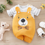 Mini Fashion™ - Comfort Voor Elke Nacht - Pyjama Bodysuit korte mouwen 80 (9-12 maanden) / Beertje Vriend | Educatief Speelgoed