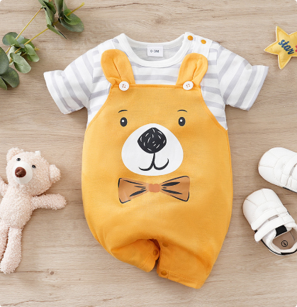 QQ_1744897998900 Mini Fashion™ - Comfort Voor Elke Nacht - Pyjama Bodysuit korte mouwen 80 (9-12 maanden) / Beertje Vriend | Educatief Speelgoed - Afbeelding 1