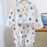 Mini Fashion™ - Luchtig Materiaal - Linnen Kleding Set Gekleurd konijn / 90 (1-2 jaar) | Educatief Speelgoed