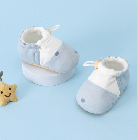 QQ_1745318634285 Mini Fashion™ - Comfortabel&Zacht - Baby Schoentjes Blauwe stippen / 10 (0-6 maanden) | Educatief Speelgoed - Afbeelding 1