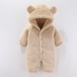Mini Fashion™ - Met Capuchon - Fleece Romper Beige / 59 (0-3 maanden) | Educatief Speelgoed