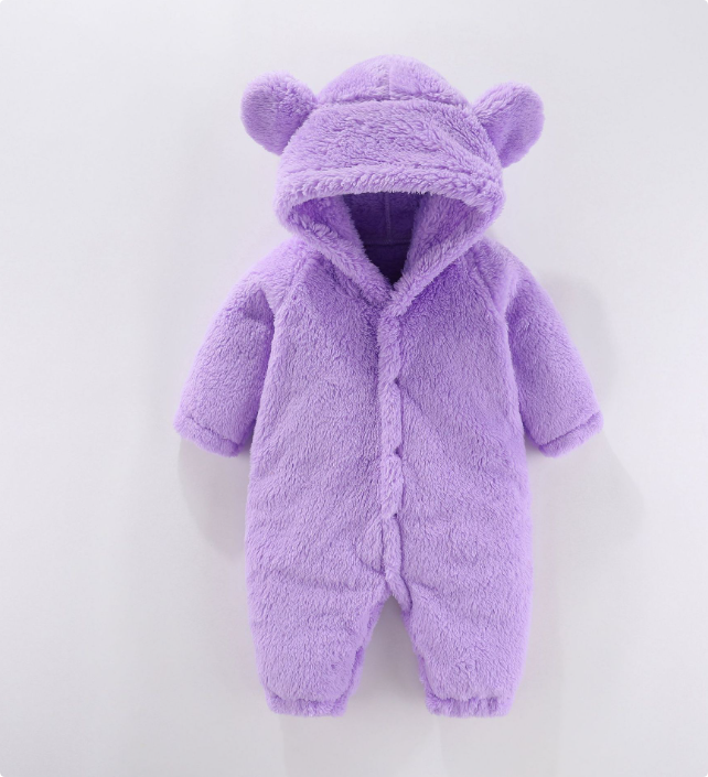 Mini Fashion™ - Met Capuchon - Fleece Romper Paars / 66 (3-6 maanden) | Educatief Speelgoed