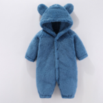 Mini Fashion™ - Met Capuchon - Fleece Romper Blauw / 59 (0-3 maanden) | Educatief Speelgoed