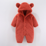 Mini Fashion™ - Met Capuchon - Fleece Romper Rood / 73 (6-9 maanden) | Educatief Speelgoed