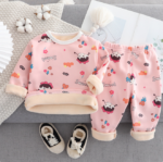 Mini Fashion™ - Kinder Cartoon Fleece Pyjama Roze – Zoete Bloesem / Maat 90 (2-3 jaar) | Educatief Speelgoed