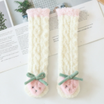 Mini Fashion™ - Extra Warm - Lange Baby Sokjes Witte Aardbei / S (0–12 maanden) | Educatief Speelgoed