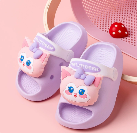 QQ_1754471891197_1 Mini Fashion– Vrolijk&Veilig– Polka Strand Slippers Paarse Kat / 170 (4–5 jaar) | Educatief Speelgoed - Afbeelding 1