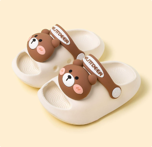 QQ_1754471998546_1 Mini Fashion– Vrolijk&Veilig– Polka Strand Slippers Crèmekleurige Beer / 170 (4–5 jaar) | Educatief Speelgoed - Afbeelding 1