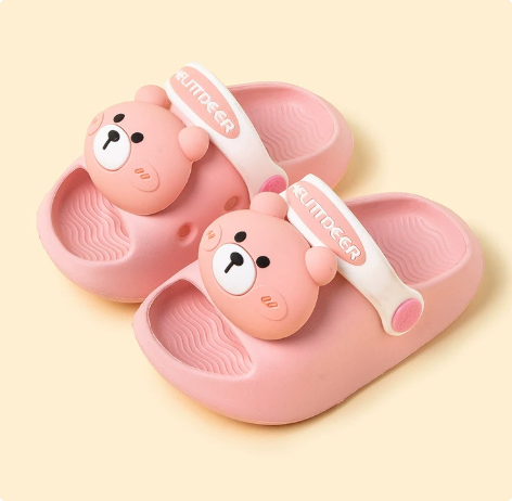 QQ_1754472005544_1 Mini Fashion– Vrolijk&Veilig– Polka Strand Slippers Roze Beer / 170 (4–5 jaar) | Educatief Speelgoed - Afbeelding 1