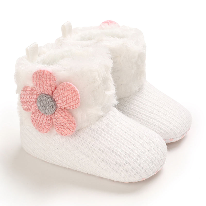 QvPsH6eb5e09959544d59b82dffc37ad725187 Mini Fashion™ - Altijd Warme Voeten - Kinder Winterschoenen Wit - Roze Bloem / 18 (6-12 maanden) | Educatief Speelgoed - Afbeelding 1