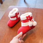 Mini Fashion™ - Kerst Kinder Pantoffels Rood Wit - Balletjes / 23 (12-18 maanden) | Educatief Speelgoed