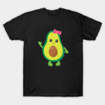 Mini Fashion™ - Matchen Met De Familie - Avocado T-shirt Zwart Avocado Met Strik / Kinderen - XL | Educatief Speelgoed