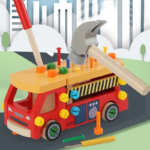 Woods™ - Fijne Motoriek&Coördinatie - Speelgoed Constructie Voertuig Rode vrachtwagen | Educatief Speelgoed