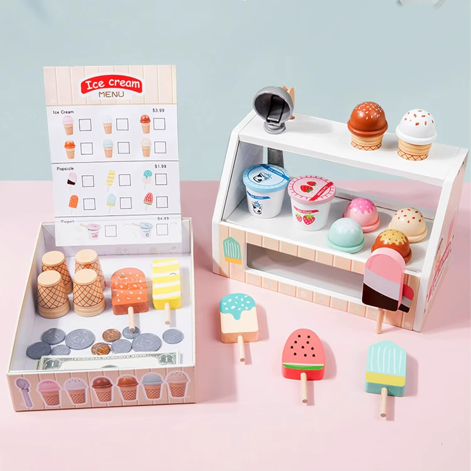 S6d201adff04f42c780d09a8335032d6d8 Ice Cream Playset™ - Creatief&Leerzaam - IJsjes Speelset Ijssalon met menu | Educatief Speelgoed - Afbeelding 1