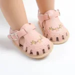 TinyPetals– Comfort&Stijl– Baby Sandalen met Bloemenborduursel Roze / 11  (0-6 Maanden) | Educatief Speelgoed