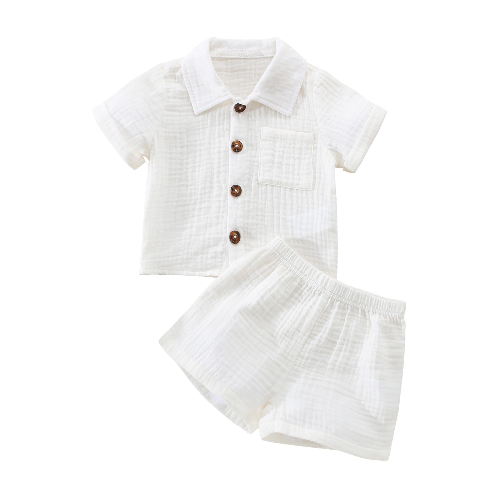 S7f1582d48e504f06904a24f19bc3b5a5N Mini Fashion™ - Katoen Linnen Zomerset Jongens Wit / 110 (2-3 jaar) | Educatief Speelgoed - Afbeelding 1