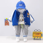 Mini Fashion™ - Peuter&Avontuur  - 3-delige Kleding Set Blauw Baseball / 90 (2 jaar) | Educatief Speelgoed