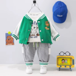 Mini Fashion™ - Peuter&Avontuur  - 3-delige Kleding Set Groen Baseball / 100 (3 jaar) | Educatief Speelgoed