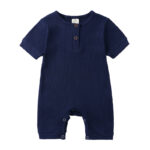 Mini Fashion™ - Luchtig&Ademend - Baby Romper Donker Blauw / 70 (3-6 maanden) | Educatief Speelgoed
