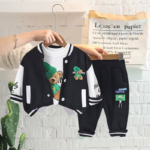 Mini Fashion™ - Peuter&Avontuur  - 3-delige Kleding Set Zwarte Baseball Beer / 100 (3 jaar) | Educatief Speelgoed