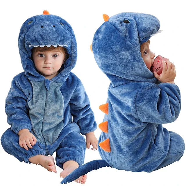 S9de1a5092b284343854bdab731748a4cL Mini Fashion - Duurzaam&Wasbaar - Dieren Romper Onesie (0-24 maanden) Dino (Blauw) | Educatief Speelgoed - Afbeelding 1