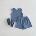 Mini Fashion™ - Vrij&Licht - Katoenen Kledingset Blauw / 130 (6-7 jaar) | Educatief Speelgoed