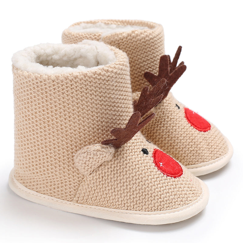 Sc694b12fd337400d935355edc90c27195 Mini Fashion™ - Kerst Kinder Pantoffels Beige - Rendier / 22 (6-12 maanden) | Educatief Speelgoed - Afbeelding 1
