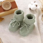 SnuggleSteps– Warm&Zacht– Gebreide Babyslofjes Groen / 80 (10 maanden / 10 cm) | Educatief Speelgoed