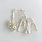 Mini Fashion™ - Vrij&Licht - Katoenen Kledingset Beige / 90 (12-24 maanden) | Educatief Speelgoed