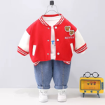 Mini Fashion™ - Peuter&Avontuur  - 3-delige Kleding Set Rode Beer / 80 (12 maanden) | Educatief Speelgoed