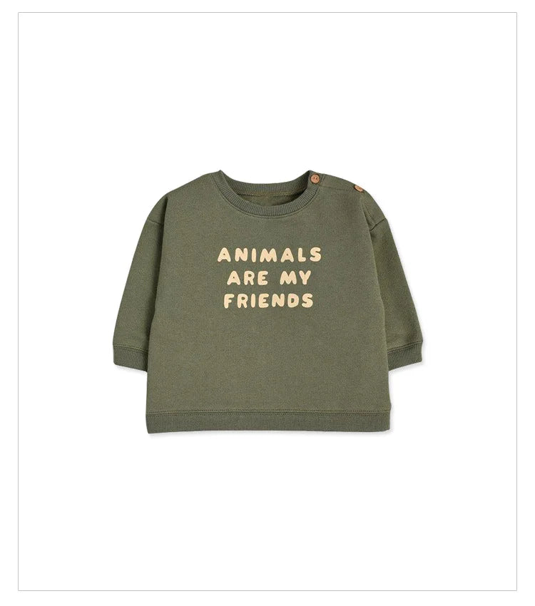 Sfe3a482880254397a515c149ce840324m Mini Fashion - Comfortabele en Stijlvolle Kledingset - Baby Outfit T-shirt -'Animals are my friends'/ 90 (18–24 maanden) L | Educatief Speelgoed - Afbeelding 1