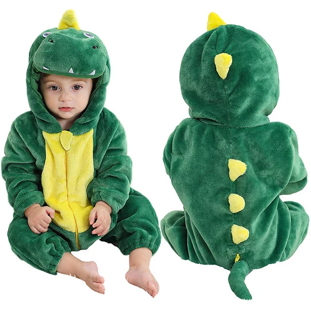 Sfff3469932f84733a0c48e17da9c055dY Mini Fashion - Duurzaam&Wasbaar - Dieren Romper Onesie (0-24 maanden) Dino (Groen) | Educatief Speelgoed - Afbeelding 1