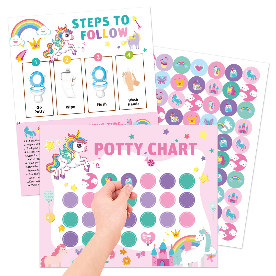Unicorn_aeb2ba59-1f51-4f95-8be6-3e8c84c6c7ce PottyChart– Speels&Motiverend– Potty Training Stickerkaart Eenhoorn | Educatief Speelgoed - Afbeelding 1