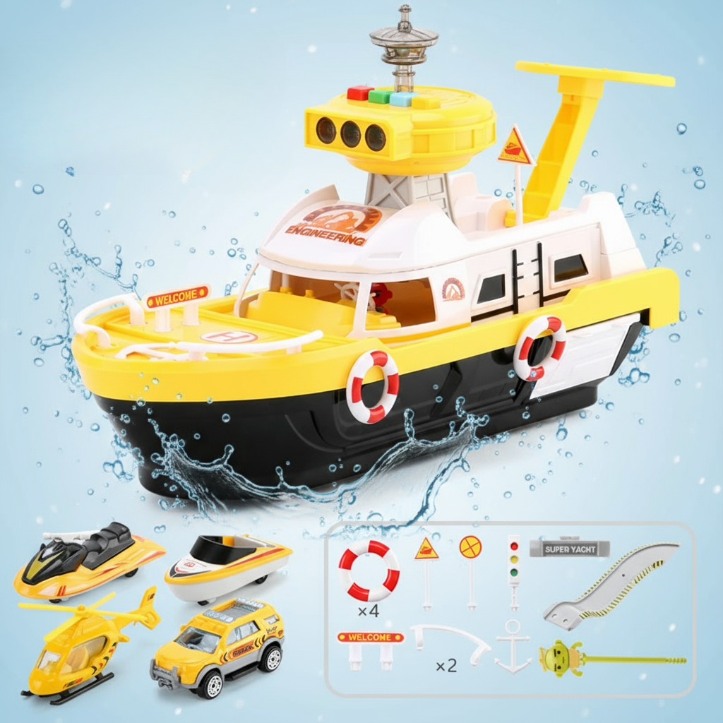 Yellow_1 PlayHarbor– Muzikaal&Interactief– Speelgoed Boot met Licht&Geluid Geel | Educatief Speelgoed - Afbeelding 1