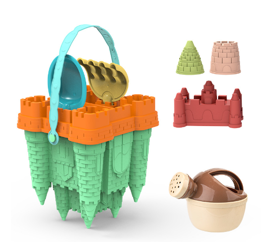 Your_paragraph_text Beach Castle Play Set™ - Strandpret voor Kids - Zandkastelenset Groene Emmer | Educatief Speelgoed - Afbeelding 1