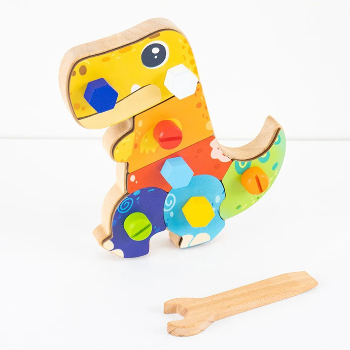 a_wood Dino Screwdriver Board™ - Draai&Ontdek - Sensorisch Speelgoed Houten basis | Educatief Speelgoed - Afbeelding 1