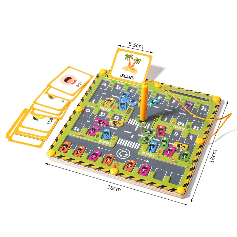 alphabet_maze Bead Puzzle™ – Doolhofplezier Sorteren – Houten Magnetische Ballen Puzzel Alfabet | Educatief Speelgoed - Afbeelding 1