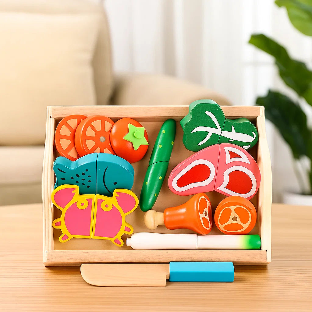 assets_task_01k56m3f6tfd3txspr61a5xz0k_1757938511_img_1 MiniChef– Leuk&Creatief– Houten Magnetische Keuken Speelset Vis&Vlees | Educatief Speelgoed - Afbeelding 1