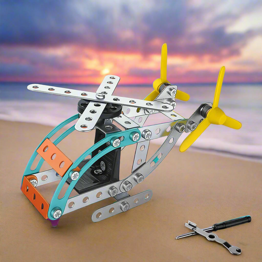 assets_task_01k5tddq4tetd9wvwyc83e8syt_1758601945_img_0 MetalBuild– Stoer&Educatief– Constructie Voertuig Set Vliegtuigen 99 stuks - A | Educatief Speelgoed - Afbeelding 1