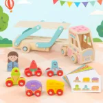 CargoMatch– Creatief&Educatief– Houten vrachtwagen Roze Gebakjes | Educatief Speelgoed