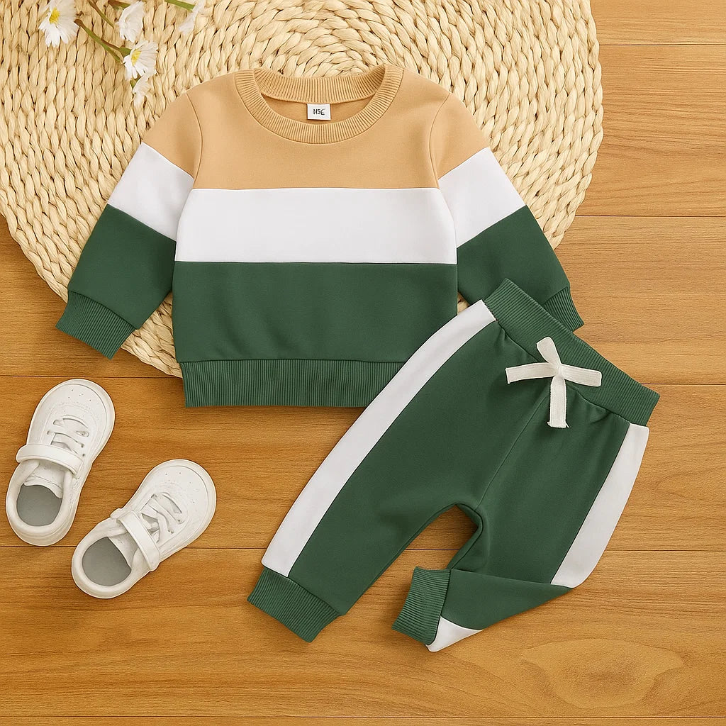 assets_task_01k78xcz8getgaj7xpgf29wjnj_1760162182_img_1 KidoFlex– Casual&Comfortabel– Sweatshirt met Joggingbroek Khaki / 80 (6–12 maanden) | Educatief Speelgoed - Afbeelding 1