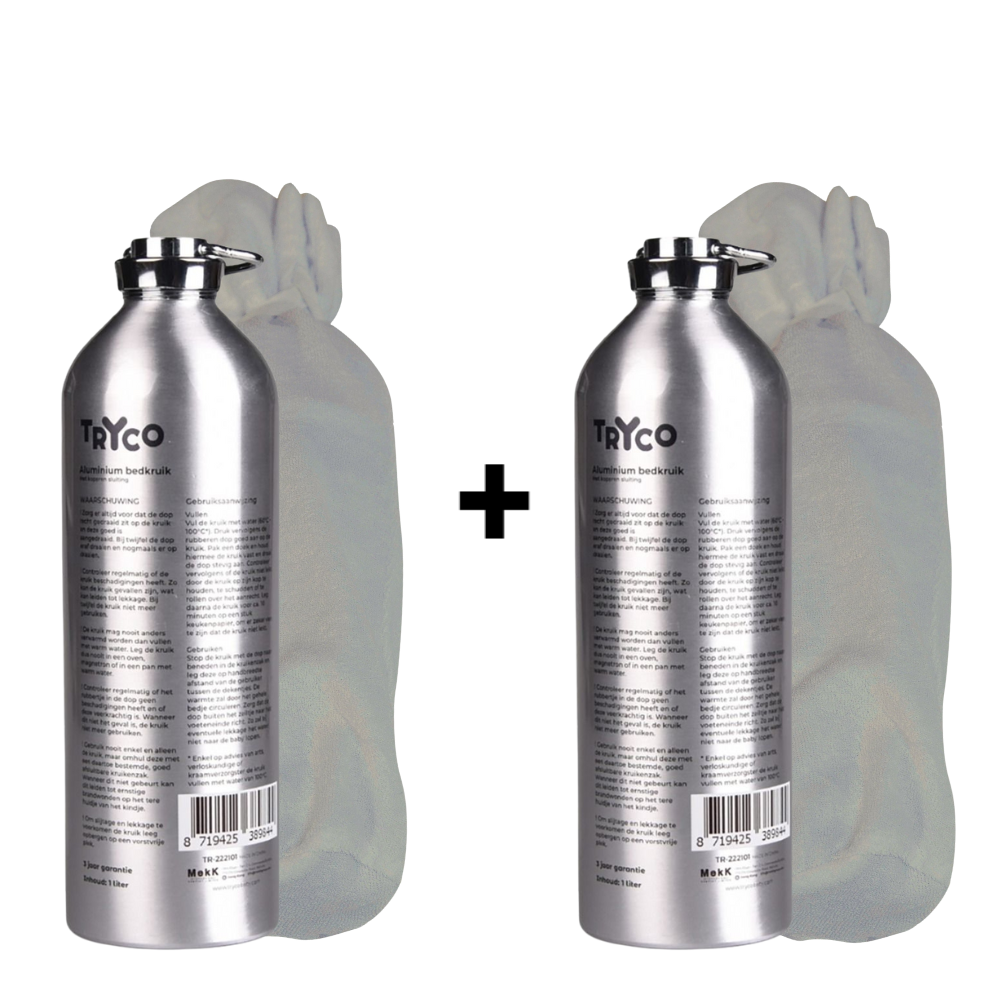 Set | Kruik Tryco Aluminium 2st. met Kruikenzak Babyjem Badstof Grijs 2st. Set | Kruik Tryco Aluminium 2st. met Kruikenzak Babyjem Badstof Grijs 2st. - Afbeelding 1