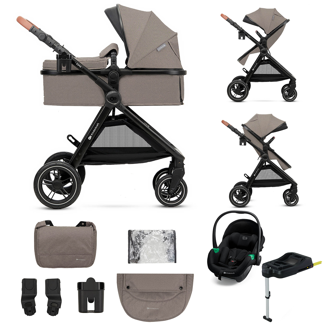 Kinderwagen Kinderkraft Esme 3-in-1 V2 incl. Autostoel Sand Beige&Base Kinderwagen Kinderkraft Esme 3-in-1 V2 incl. Autostoel Sand Beige&Base - Afbeelding 1
