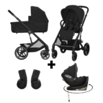 Kinderwagen Cybex Balios S Lux Moon Black/Black + Autostoel Joy Glide 360° All Black&Base
