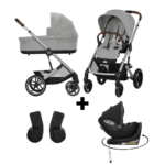 Kinderwagen Cybex Balios S Lux Stone Grey/Mid Grey + Autostoel Joy Glide 360° All Black&Base