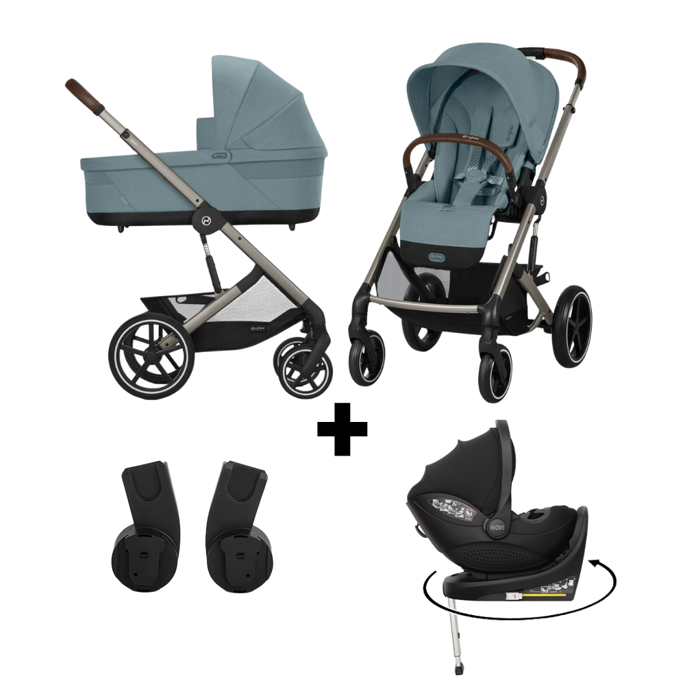 Kinderwagen Cybex Balios S Lux Stormy Blue/Light Blue + Autostoel Joy Glide 360° All Black&Base Kinderwagen Cybex Balios S Lux Stormy Blue/Light Blue + Autostoel Joy Glide 360° All Black&Base - Afbeelding 1